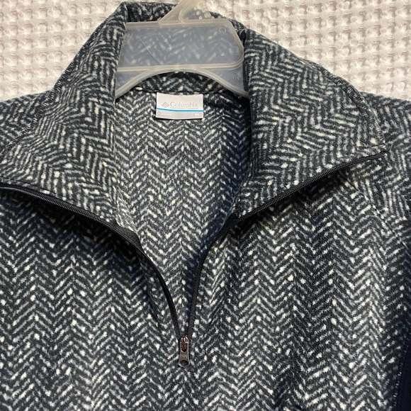 Columbia 1/2 Zip Pullover Lightweight Fleece Sweatshirt Medium Black Gray - Picture 3 of 6